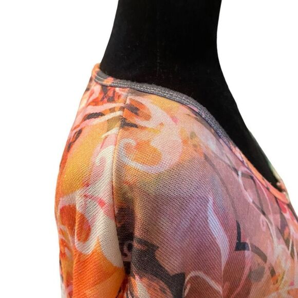 Indigo Soul Floral 3/4 Sleeve Shark bite Hem Top Sz 2XL - Picture 6 of 12